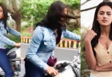 பைக் ஓட்டி கீழே விழுந்த ஷ்ரத்தா ஸ்ரீநாத்