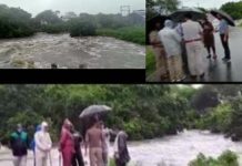 தரைப்பாலம் வெள்ளத்தில் இழுத்துச் செல்லப்பட்ட கார்