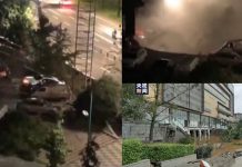 Detik Mendebarkan Puluhan Kereta ‘Ditelan’ Lubang Besar Akibat Runtuhan Jalan