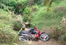 Mayat seorang lelaki dalam keadaan ditemui bersama motosikal