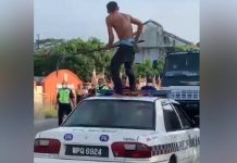 Lelaki amuk hayun sabit atas kereta polis ‘tewas’ dipancut air