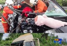 Kenderaan bertembung lori, 2 beranak maut dalam perjalanan sambut Krismas