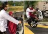 பெண் பிள்ளையுடன் மோட்டார் சைக்கிளை ஆபத்தான முறையில் ஓட்டி, சாகசத்தில் ஈடுபட்ட நபர் கைது!