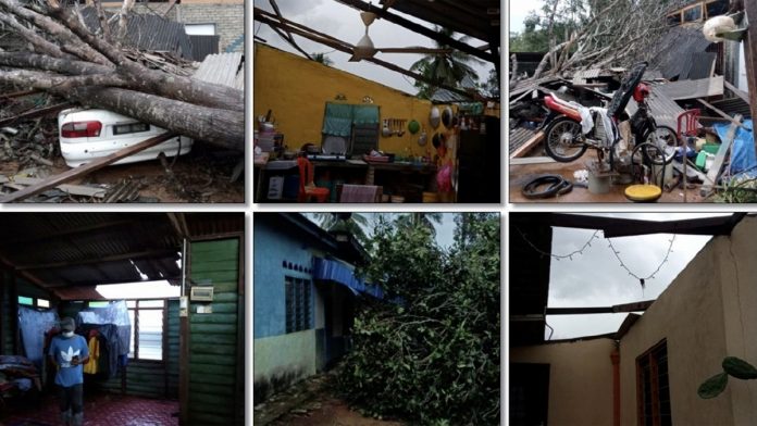 HAMPIR 30 rumah di Gemas rosak akibat ribut. FOTO Bernama