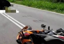 Kakak maut, adik lelaki patah kaki motosikal bergesel lori