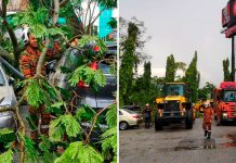 ஈப்போவில் பலத்த காற்று வீசியதால் வாகனங்கள், வியாபாரிகளின் கூடாரங்கள் சேதமடைந்தன