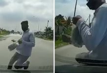 நகர்ந்து கொண்டிருந்த காரின் மீது வேண்டுமென்றே விழுந்ததாக ஆடவர் மீது குற்றச்சாட்டு