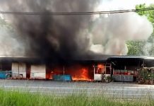 ஜெரான்டுட் மொத்த விற்பனை சந்தைக்கு அருகிலுள்ள நான்கு உணவுக் கடைகள் தீயில் எரிந்து நாசம்