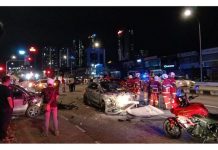 ஐந்து வாகனங்கள் மோதிய விபத்தில், நால்வர் காயம்