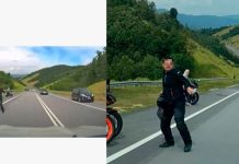 டேஷ்கேமில் சிக்கிய ஆக்ரோஷமான மோட்டார் சைக்கிளோடியை போலீசார் தேடுகின்றனர்