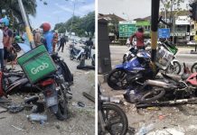 இரு வாகனங்கள் விபத்தில் சிக்கி எதிரே வந்த மோட்டார் சைக்கிளோட்டி மீது மோதியதில் உணவு விநியோகஸ்தர் பலி