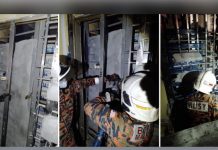 மூத்த குடிமகனை மீட்க தீயணைப்பு வீரர்கள் சிமென்ட் தடுப்புகளை உடைத்தனர்