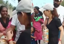 சாலையோர மக்களுக்கு பரிசு வழங்கிய நயன்தாரா