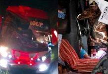 விரைவுப் பேருந்து கவிழ்ந்ததில் இருவர் காயம்