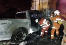 இரு வாகனங்கள் மோதி தீ பிடித்ததில் இருவர் பலி