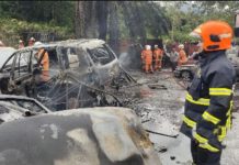 வாகனம் பழுது பார்க்கும் பட்டறையில் தீ ; நான்கு வாகனங்கள் சேதம்