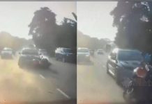 பயம் காரணமாக மோட்டார் சைக்கிளை மோதிய பிறகு நிற்காமல் சென்ற கார் ஓட்டுநர்