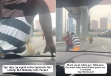 கம்போங் பாண்டான் ரவுண்டானாவில் ஆடவர் திடீரென்று கார் மீது ஏறியதால் பயங்கர தருணத்தை எதிர்கொண்ட பெண்