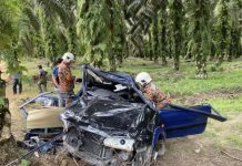 செம்பனை தோட்டத்தில் கார் மோதி ஒருவர் பலி: இருவர் காயம்