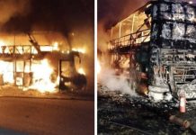 விரைவு பேருந்து தீ பிடித்ததில் பதற்றமான தருணத்தை எதிர்கொண்ட 42 பயணிகள்