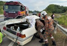 சாலைத் தடுப்பில் கார் மோதியதில் பெண் பலி, ஐவர் காயம்