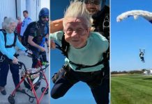 Nenek 104 tahun sambut hari jadi dengan terjunan udara!