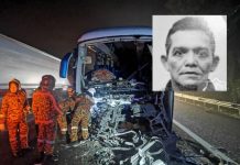 Kemalangan : Pemandu bas ekspres maut, enam penumpang cedera