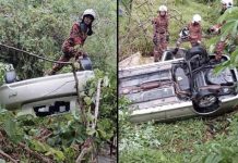 பள்ளத்தில் கவிழ்ந்த கார்; தாய் மற்றும் 3 பிள்ளைகள் காயம்