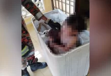 Budak 4 tahun tersepit mesin basuh