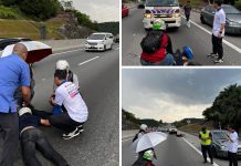 சாலை விபத்தில் சிக்கியவருக்கு உதவிய ஜோகூர் மந்திரி பெசார்