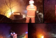 பள்ளத்தாக்கில் விழுந்து தீ பிடித்த கார் – அதிர்ஷடவசமாக உயிர் தப்பிய பயணி