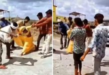 பொது இடத்தில் ஒரு பெண்ணை சரமாரியாக தாக்கும் ஆடவர்கள்