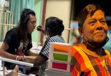 சொந்தமாகச் சாப்பிட சிரமப்பட்ட முன்பின் அறிமுகமில்லாத ஒருவருக்கு உணவு ஊட்டிய பெண்மணி; வைரலாகும் காணொளி