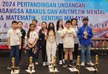 Mirthana memenangi 3 hadiah dalam pertandingan matematik Abakus