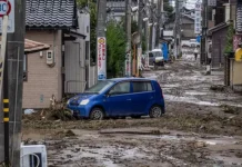 பெருவெள்ளம், நிலச்சரிவுகளில் சிக்கி 6 ஜப்பானியர் மரணம்
