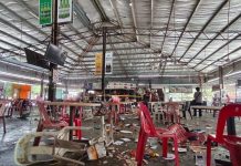 வெடி விபத்தினால் சேதமடைந்த உணவு கடை வளாகம்