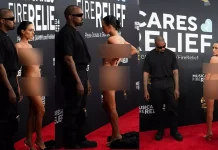 கிராமி விருது விழாவில் ‘நிர்வாண’ உடையில் வந்த பிரபல பாடகரின் மனைவி