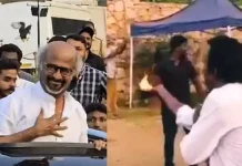 கையில் கற்பூரம் ஏந்தி ரஜினியை வரவேற்ற ரசிகர்