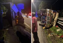 Lori tar terbalik di selekoh berbukit