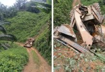 பள்ளத்தாக்கு, சரிவில் புல்டோசர் விழுந்ததில் அதன் ஓட்டுநர்கள் இருவர் உயிரிழந்தனர்