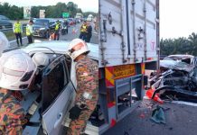 Kereta rempuh belakang treler tayar rosak 2 wanita maut