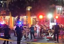 கேளிக்கை விடுதி அருகே நின்றிருந்தவர்கள் மீது மோதிய கார்.. 30 பேர் காயம்