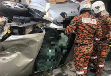 Kemalangan kereta terbalik – Suami maut, isteri cedera