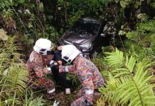 கூச்சிங், பௌ: பள்ளத்தாக்கில் கார் கவிழ்ந்து விபத்து; பெண் காயமடைந்தார்!