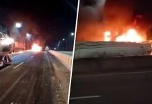 Pemandu rentung lori simen terbakar