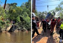 ஆற்றில் கவிழ்ந்த கார்: தம்பதி பலி