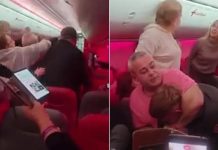 விமானத்தில் பயங்கர கைகலப்பு: பாதியில் தரையிறங்கிய விமானம் – பயணிகளுக்கு வாழ்நாள் தடை!