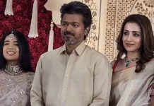 திருமண வரவேற்புக்கு ஒரே காரில் வந்த விஜய் – திரிஷா