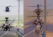 பாகிஸ்தான் எல்லை அருகே உள்ள சாலையில் ராணுவ ஹெலிகாப்டர்களை தரையிறக்கி இந்தியா ஒத்திகை